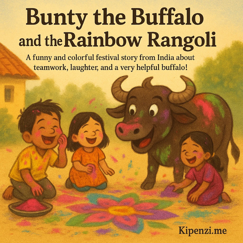 Bunty the Buffalo and the Rainbow Rangoli - A funny and colorful festival story from India